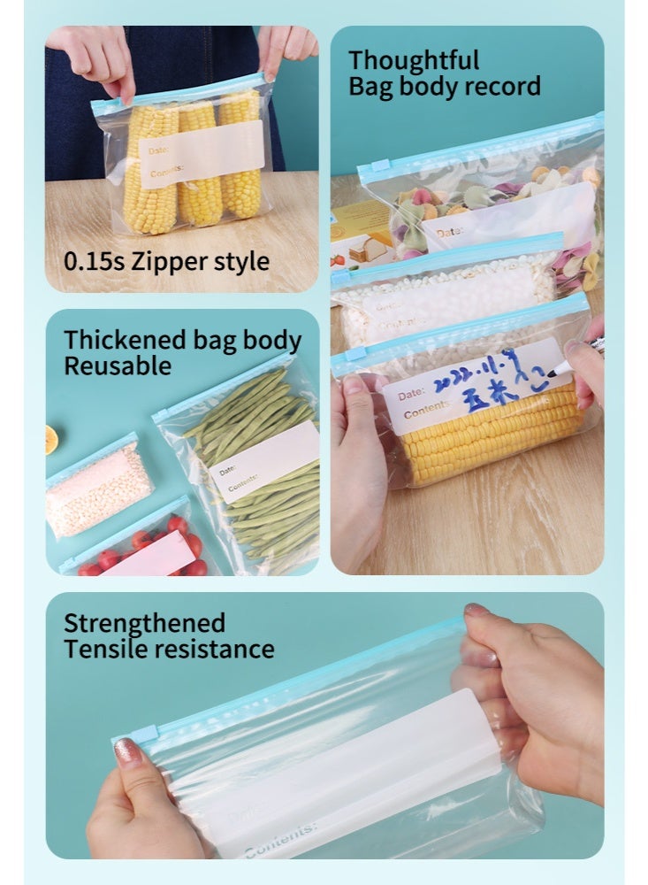 WOLFATION FOR YOU 60 Pack Dishwasher Safe Reusable Bags, Leakproof Reusable Freezer Bags, BPA Free Food Storage Bags for Marinate Food Travel -three sizes - Image 5